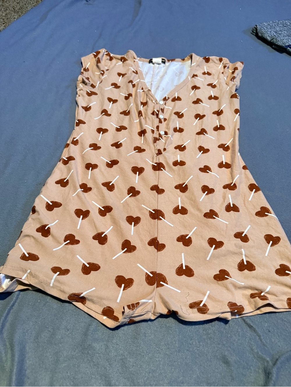 Women's Peach Cherry-Print Pajama Romper